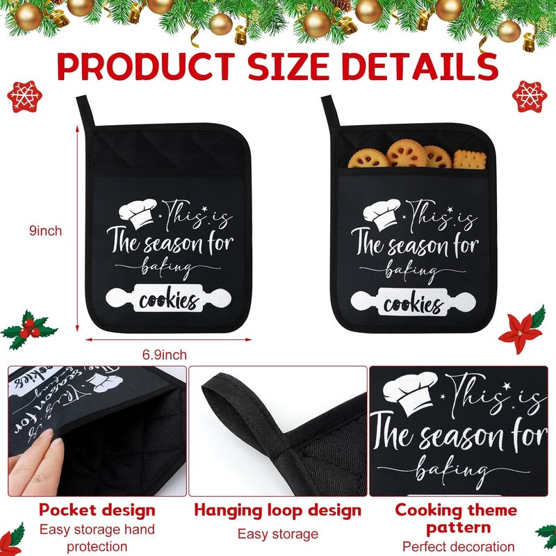 Layhit 12 Pieces Christmas Pot Holders with Pocket Heat Resistant Oven Mitts Hot Pads Farmhouse Cookie Bag for Kitchen Baking Cooking Appreciation Gift(Red and Green) - Image 2